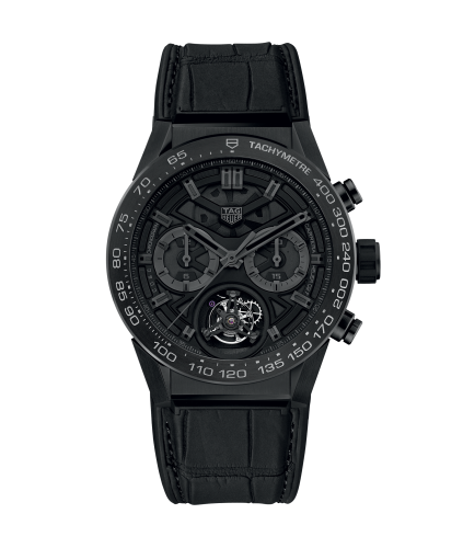TAG Heuer Carrera Calibre Heuer 02T 45 Chronograph Tourbillon Titanium / Ceramic / Alligator / Black Phantom